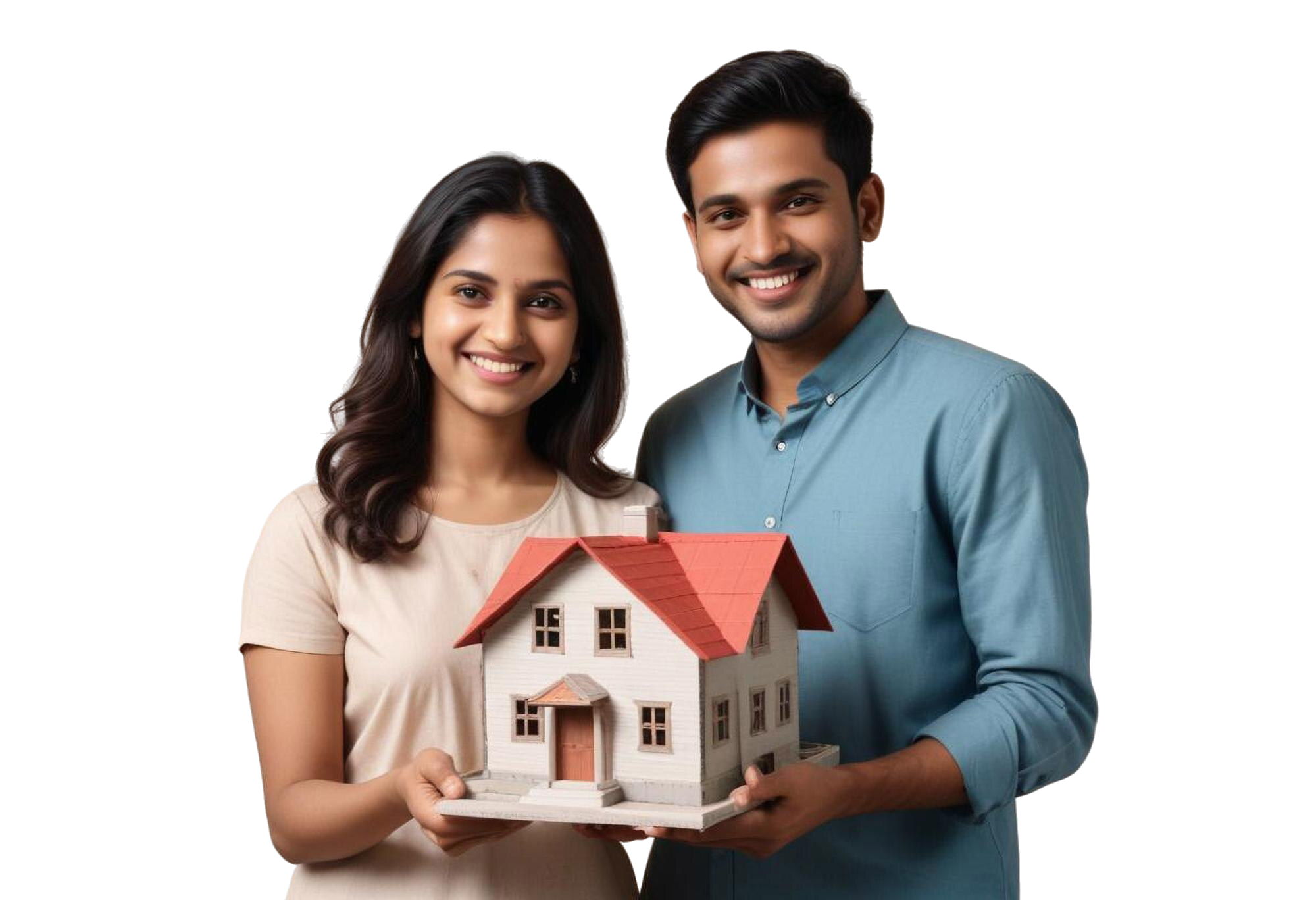Couple planning home loan with model house